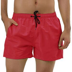 Swim Shorts Summer Drawstring Waist Color Mesh Lining Swimming Board Shorts